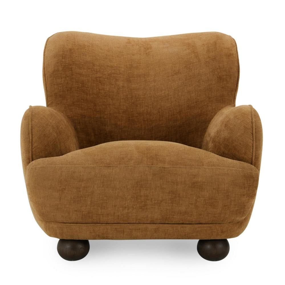 Fenn Accent Armchair Ash Wood Bun Feet Amber Cross Stitch Chenille