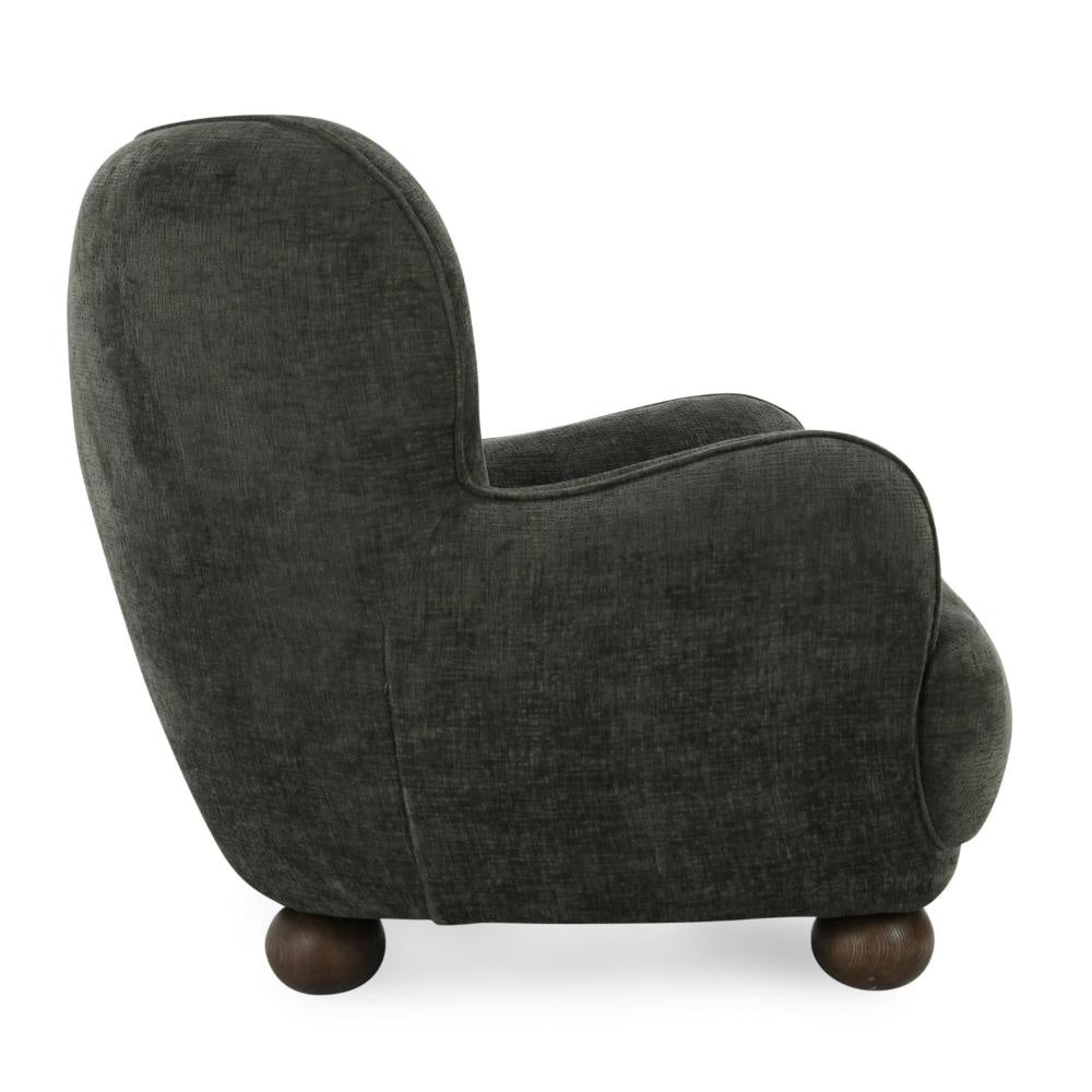 Fenn Accent Armchair Ash Wood Bun Feet Green Cross Stitch Chenille