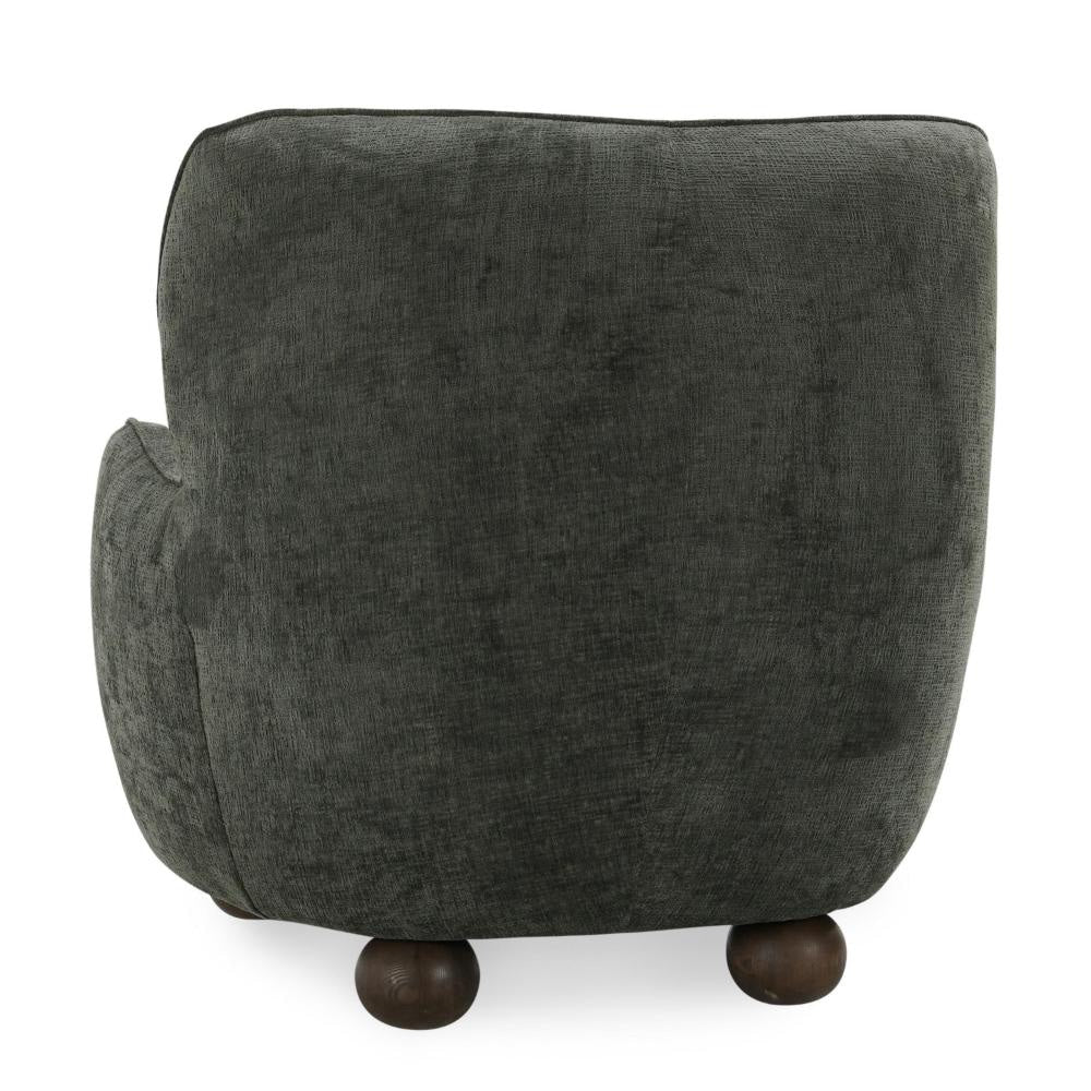 Fenn Accent Armchair Ash Wood Bun Feet Green Cross Stitch Chenille