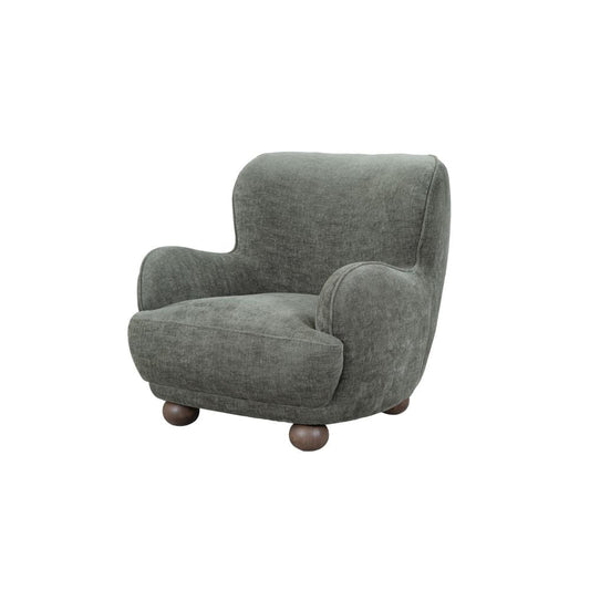 Fenn Accent Armchair, Ash Wood Bun Feet, Green Cross Stitch Chenille