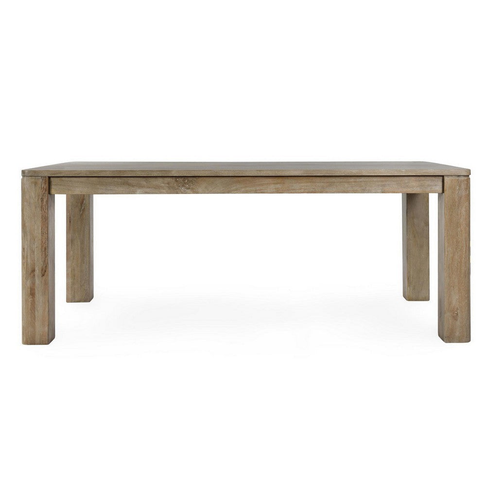 Rilo Dining Table with Curved Edges Ash Natural Mango Wood 78 Inch BM331913