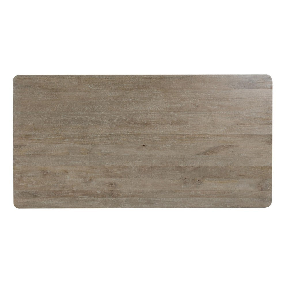 Rilo Dining Table with Curved Edges Ash Natural Mango Wood 78 Inch BM331913