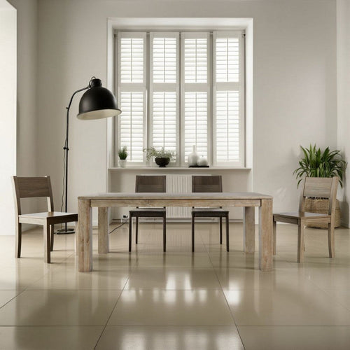 Rilo Dining Table with Curved Edges, Ash Natural Mango Wood 78 Inch