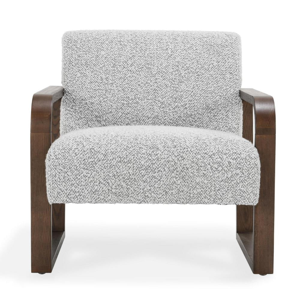Timo Accent Armchair with Ash Wood Frame Slim Design Gray Boucle BM331915