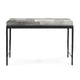 Leif Ottoman Bench with Gray Patchwork Leather Hide Iron 28 Inch