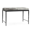 Leif Ottoman Bench with Gray Patchwork Leather Hide, Iron 28 Inch