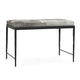 Leif Ottoman Bench with Gray Patchwork Leather Hide, Iron 28 Inch