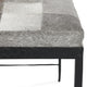 Leif Ottoman Bench with Gray Patchwork Leather Hide Iron 28 Inch