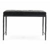Jora Ottoman Bench with Black Quilted Patchwork Leather, Iron 28 Inch