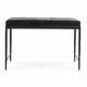 Jora Ottoman Bench with Black Quilted Patchwork Leather, Iron 28 Inch