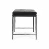 Jora Ottoman Bench with Black Quilted Patchwork Leather, Iron 28 Inch