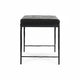 Jora Ottoman Bench with Black Quilted Patchwork Leather, Iron 28 Inch