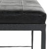 Jora Ottoman Bench with Black Quilted Patchwork Leather, Iron 28 Inch