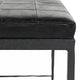 Jora Ottoman Bench with Black Quilted Patchwork Leather, Iron 28 Inch