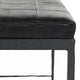Jora Ottoman Bench with Black Quilted Patchwork Leather Iron 28 Inch
