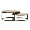 Hiro Nesting Coffee Table Set of 2 Matte Bronze Iron Gray Leather BM331922