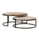 Hiro Nesting Coffee Table Set of 2, Matte Bronze Iron, Gray Leather