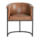 Marsh Dining Accent Chair Black Iron Cantilever Base Brown Leather BM331923
