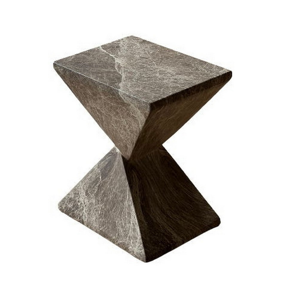 Esan Patio Accent Table in Geometric Hourglass, Brown Stone Concrete