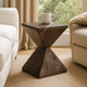 Esan Patio Accent Table in Geometric Hourglass, Brown Stone Concrete