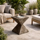 Esan Patio Accent Table in Geometric Hourglass, Brown Stone Concrete