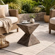 Esan Patio Accent Table in Geometric Hourglass, Brown Stone Concrete