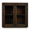 Alar Sideboard Buffet Cabinet, 2 Glass Doors, Brown Oak Wood 37 Inch