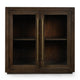 Alar Sideboard Buffet Cabinet, 2 Glass Doors, Brown Oak Wood 37 Inch