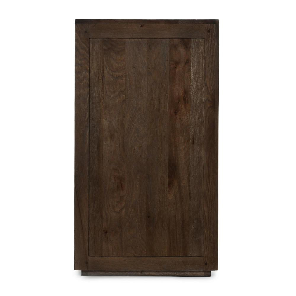 Alar Sideboard Buffet Cabinet 2 Glass Doors Brown Oak Wood 37 Inch BM331925