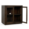 Alar Sideboard Buffet Cabinet, 2 Glass Doors, Brown Oak Wood 37 Inch
