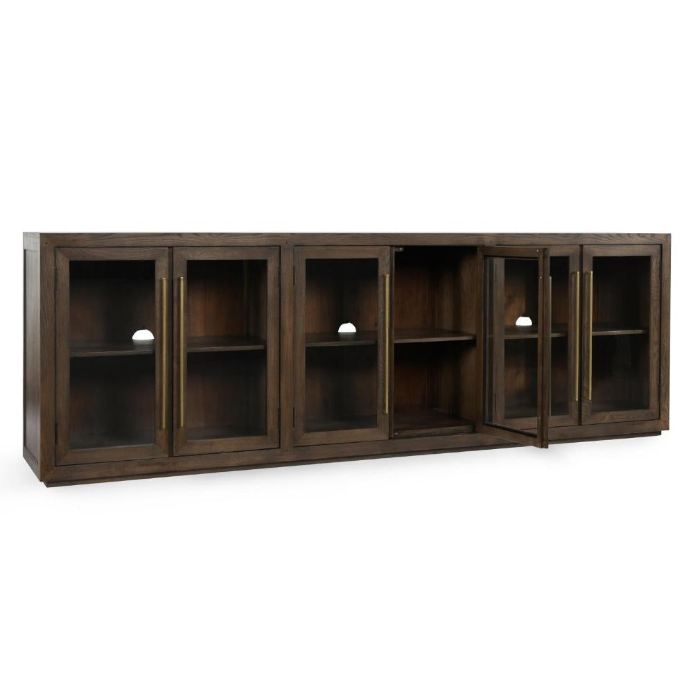 Alar Serving Buffet Cabinet Sideboard Console 6 Doors Brown 108 Inch BM331926