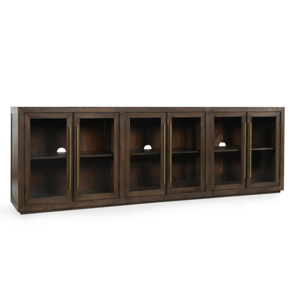 Alar Serving Buffet Cabinet Sideboard Console, 6 Doors, Brown 108 Inch