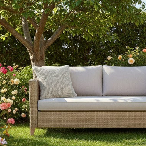 Slick Outdoor Square Accent Throw Pillow 22 Inch Ivory Recycled Fabric