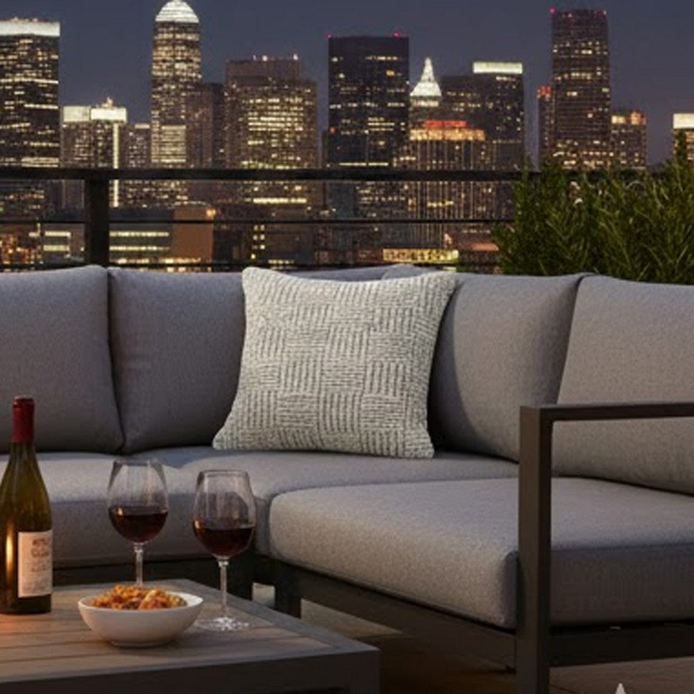 Slick Outdoor Square Accent Throw Pillow 22 Inch Ivory Recycled Fabric