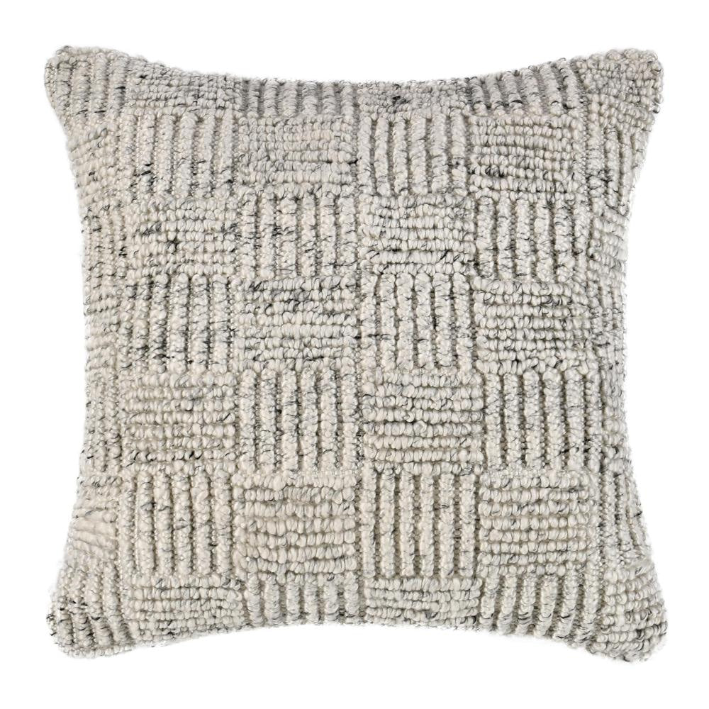 Slick Outdoor Square Accent Throw Pillow 22 Inch Ivory Recycled Fabric