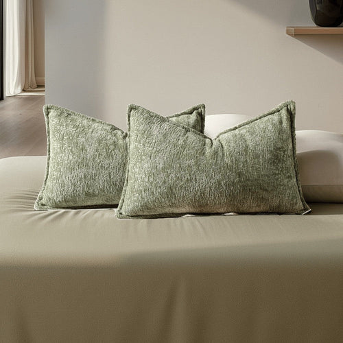 Sam Lumbar Accent Throw Pillow, 14x26 Cedar Green Cotton Blend Texture