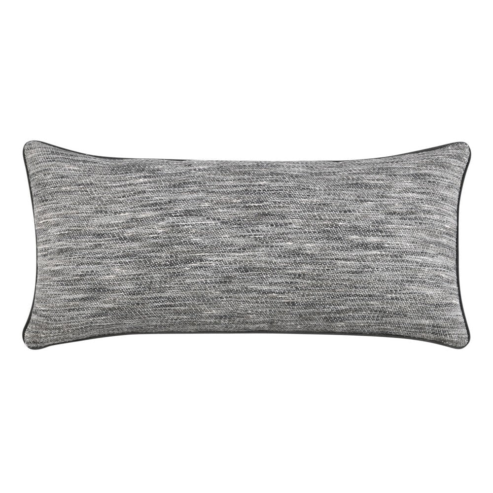 Sam Lumbar Accent Throw Pillow 16x36 Textured Cotton Blend Gray