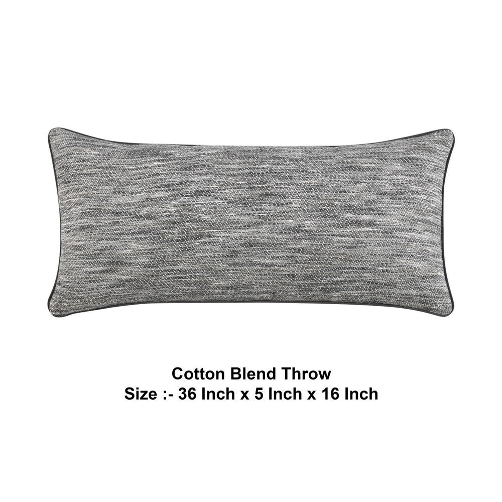 Sam Lumbar Accent Throw Pillow 16x36 Textured Cotton Blend Gray