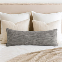 Sam Lumbar Accent Throw Pillow, 16x36 Textured Cotton Blend, Gray