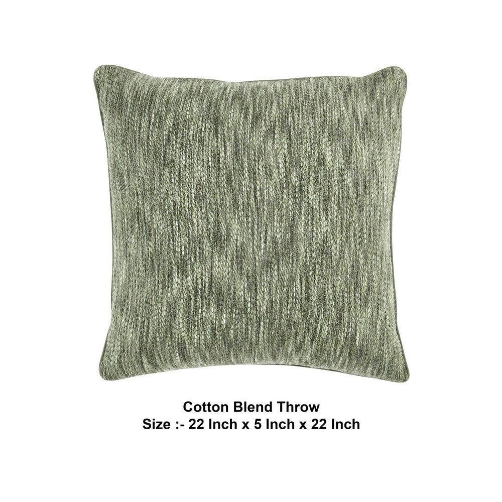 Sam Square Accent Throw Pillow 22 Inch Cotton Blend Cedar Green