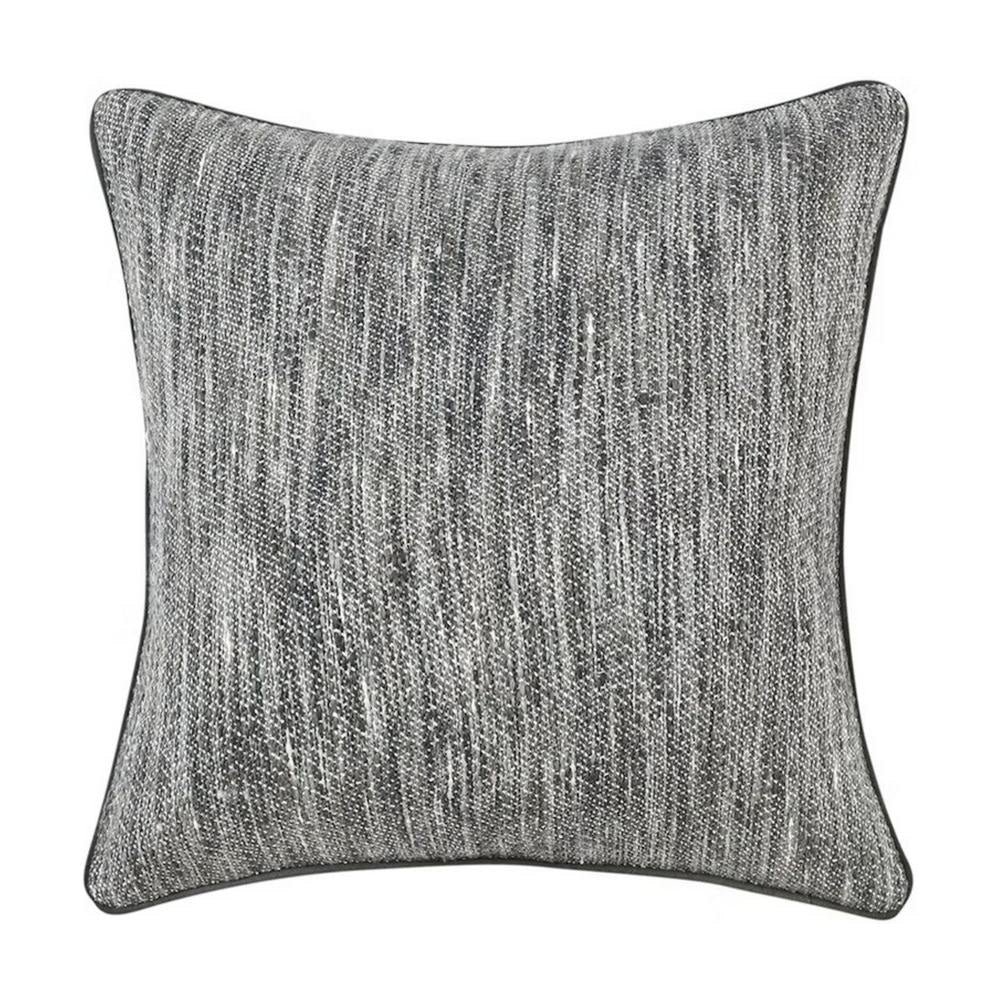 Sam Square Accent Throw Pillow 22 Inch Cotton Blend Textured Gray