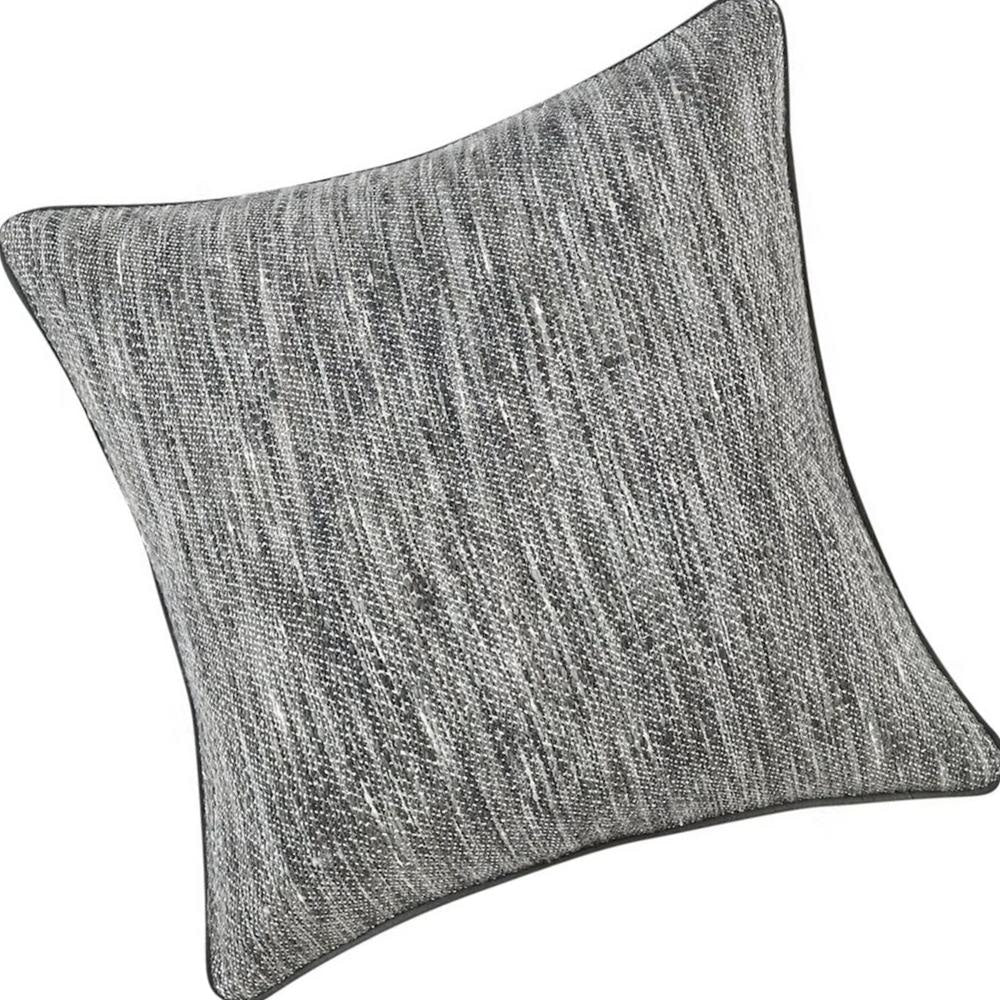 Sam Square Accent Throw Pillow 22 Inch Cotton Blend Textured Gray