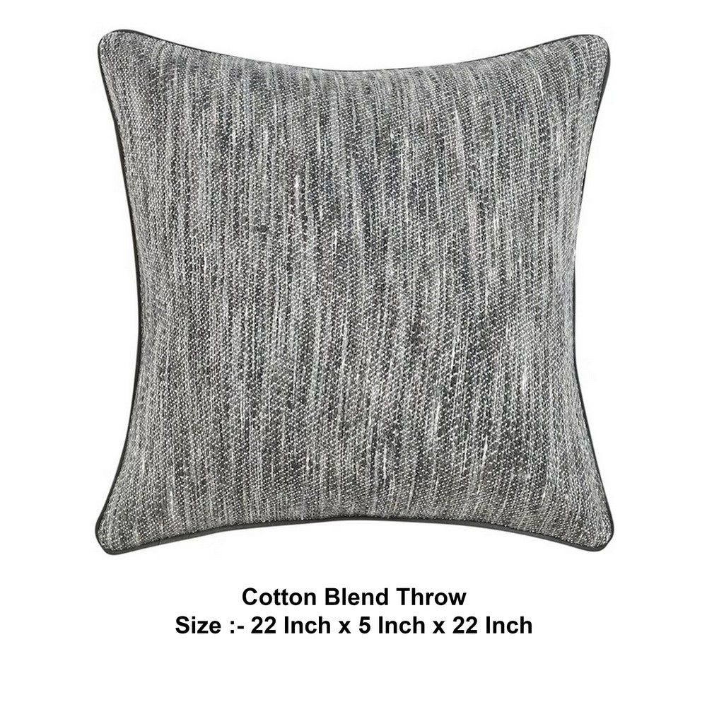Sam Square Accent Throw Pillow, 22 Inch, Cotton Blend Textured Gray