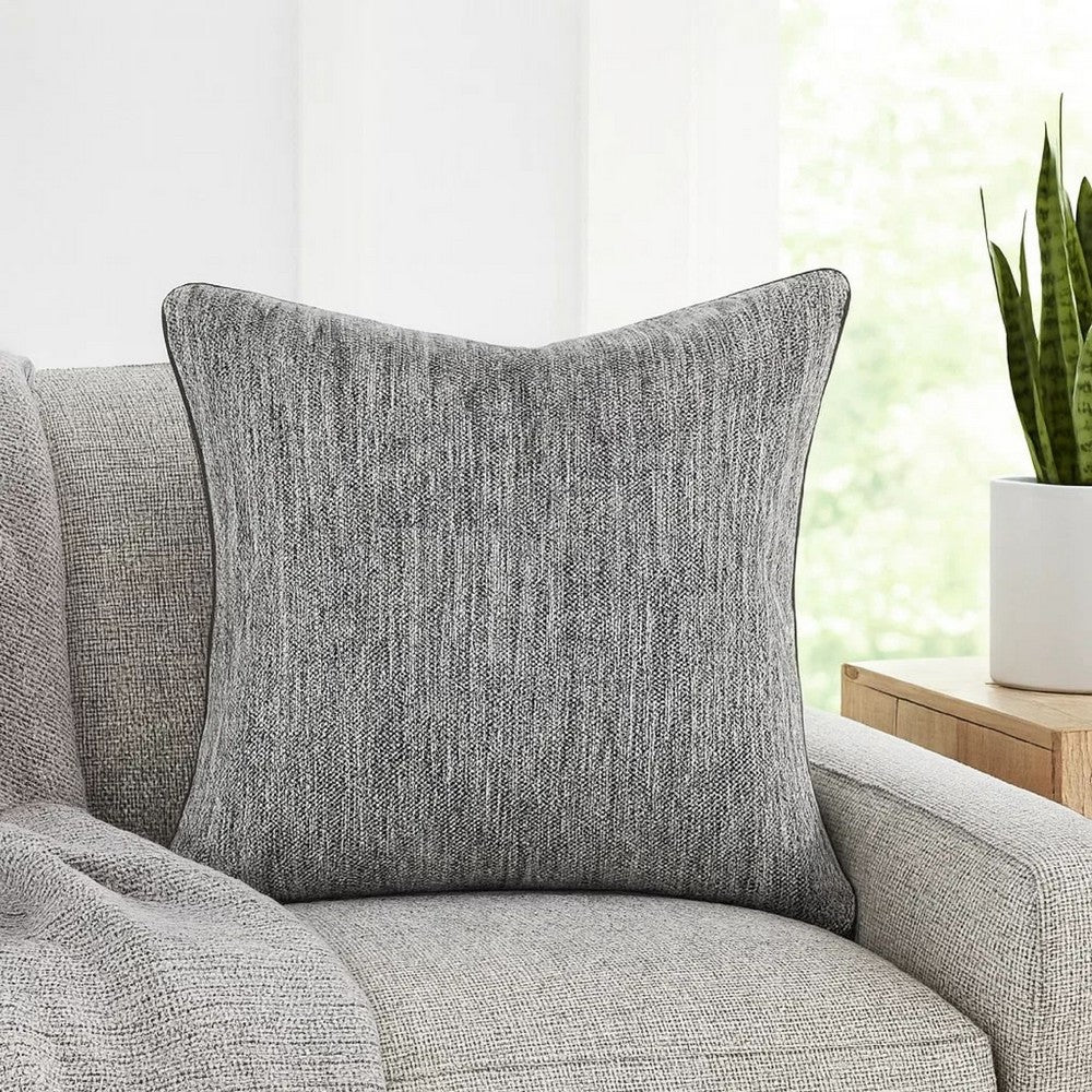 Sam Square Accent Throw Pillow, 22 Inch, Cotton Blend Textured Gray