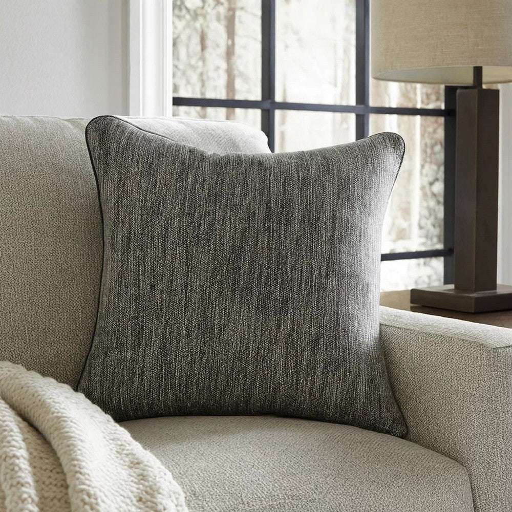 Sam Square Accent Throw Pillow, 22 Inch, Cotton Blend Textured Gray