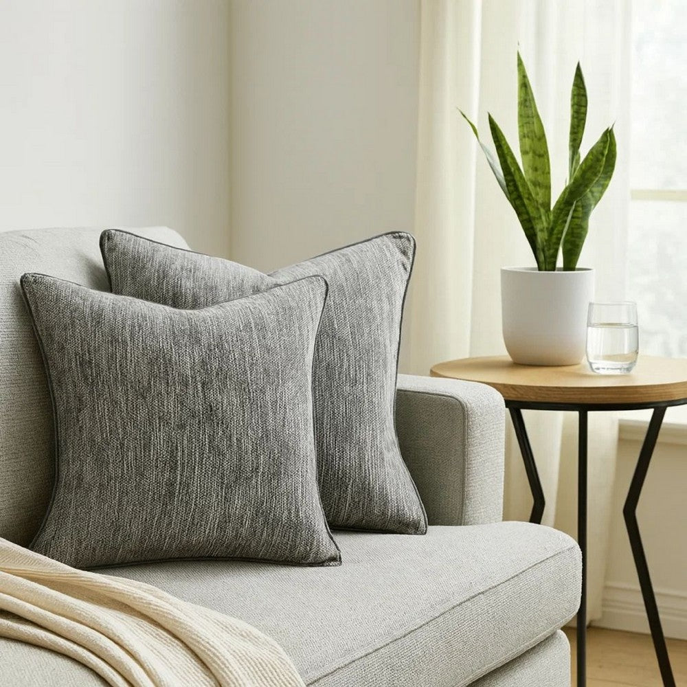Sam Square Accent Throw Pillow, 22 Inch, Cotton Blend Textured Gray