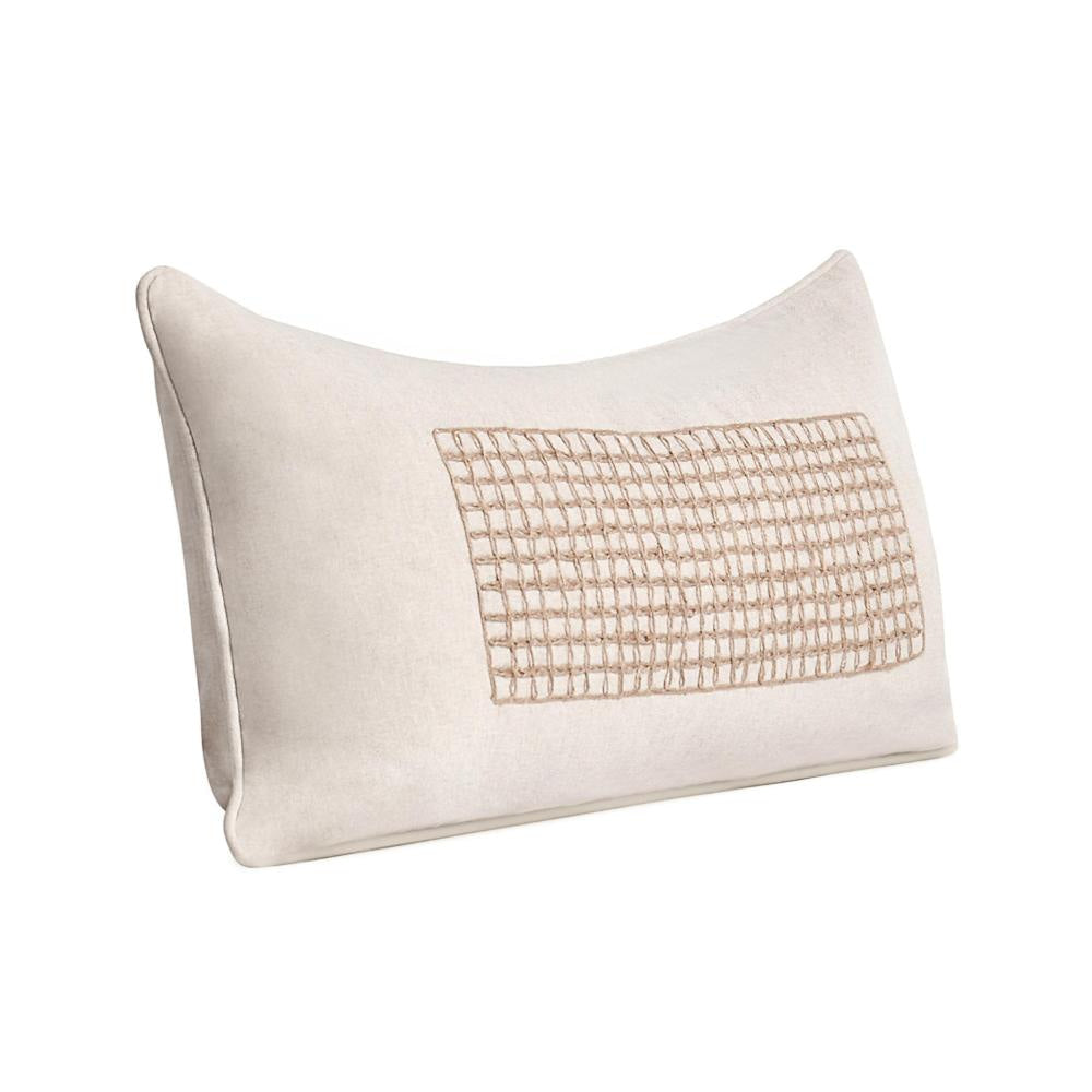 Lumbar Accent Throw Pillow 14x26 Beige Cotton Handwoven Brown Jute BM331937
