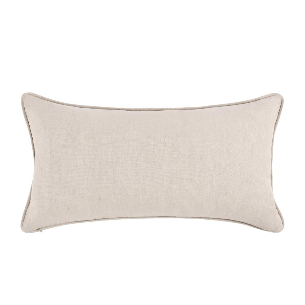 Lumbar Accent Throw Pillow 14x26 Beige Cotton Handwoven Brown Jute BM331937