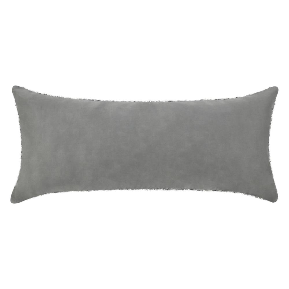 Ruff Lumbar Accent Throw Pillow 16x36 Textured Gray Recycled Fabric