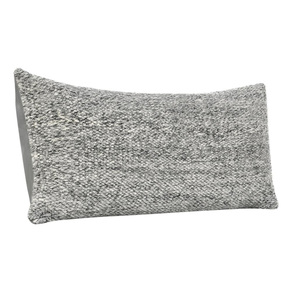 Ruff Lumbar Accent Throw Pillow 16x36 Textured Gray Recycled Fabric